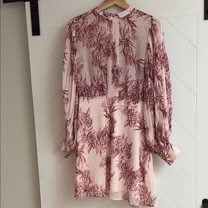 RW&Co Pink Ruffled Sheer Long Sleeve Dress perfect for wedding season!!​
